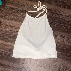 White halter crop top